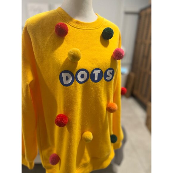 Tootsie Roll Dots Candy Sweatshirt Pom Pom Ugly Sweater Women’s small yellow - Picture 2 of 6